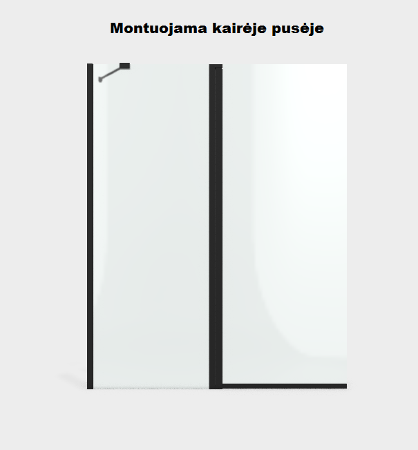 Vonios sienelė Radaway NES Black PND II 120 L kairė pusė, skaidrus st., juodas profilis 10009120-54-01L