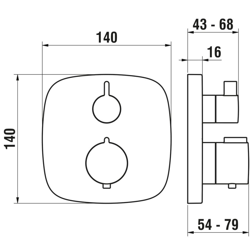 Potinkinis termostatinis vonios maišytuvas Laufen THERM, chromo, HF905375100000 (senas k. H3237560040001)