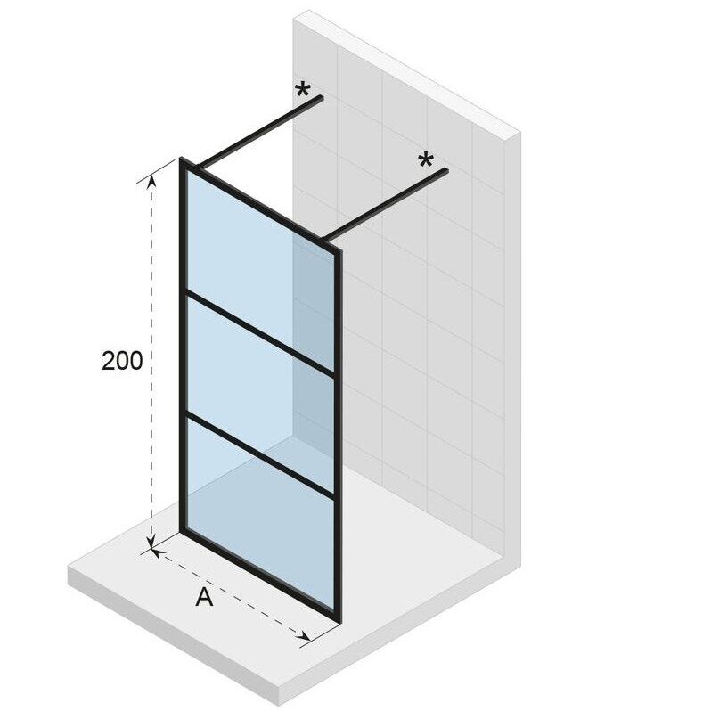 Dušo sienelė Riho Grid GB401 140 cm, juodas profilis, skaidrus stiklas G004035121