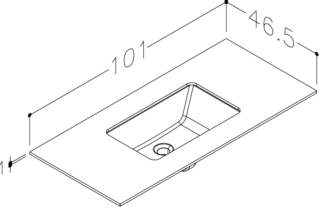 Apatinė spintelė su praustuvu Kame Terra 100 cm, juoda