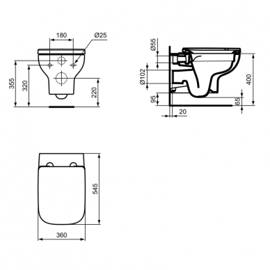 Pakabinamas klozetas Ideal Standard i.life rimless su softclose dangčiu baltas T467101