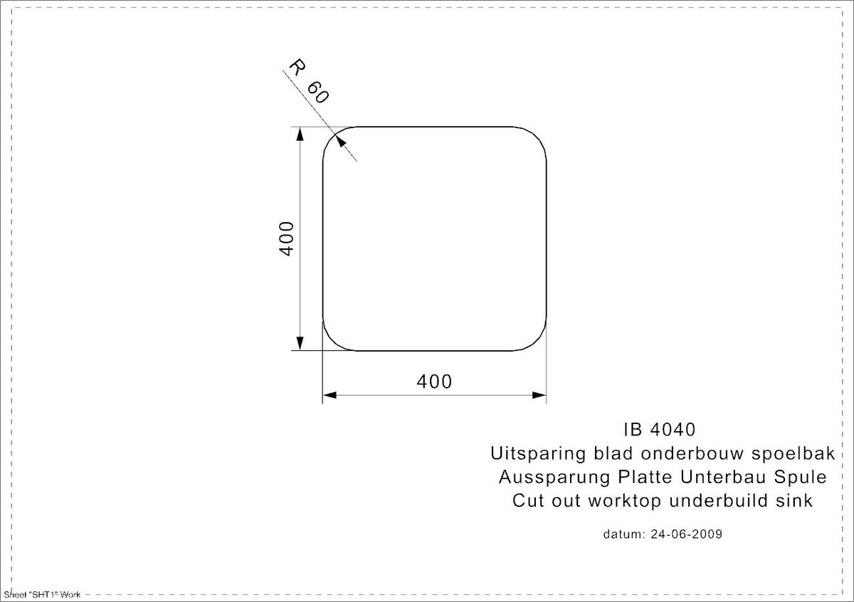 Plieninė plautuvė Reginox IB 4040 L OKG, nerūdijantis plienas R32015