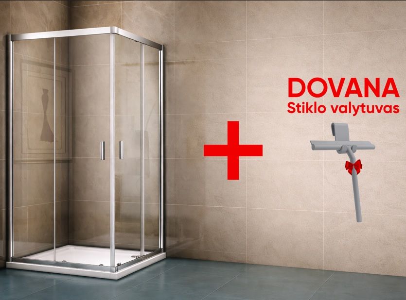 Keturkampė dušo kabina RIHO Hamar 2.0 R207 100x100x200 cm, chromo profilis / skaidrus stiklas, G007006120+dovana