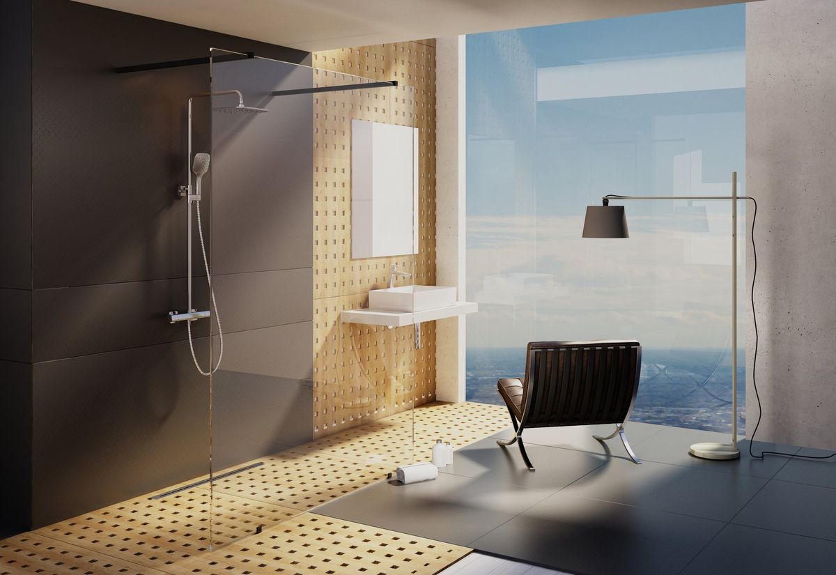 Dušo sienelė Ravak Walk-In Free Set 140, juoda+stiklas Transparent, GW9FM030SZ1