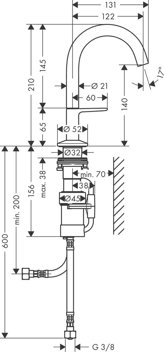 Maišytuvas praustuvui Select 140 Axor One, matinis juodas 48010670