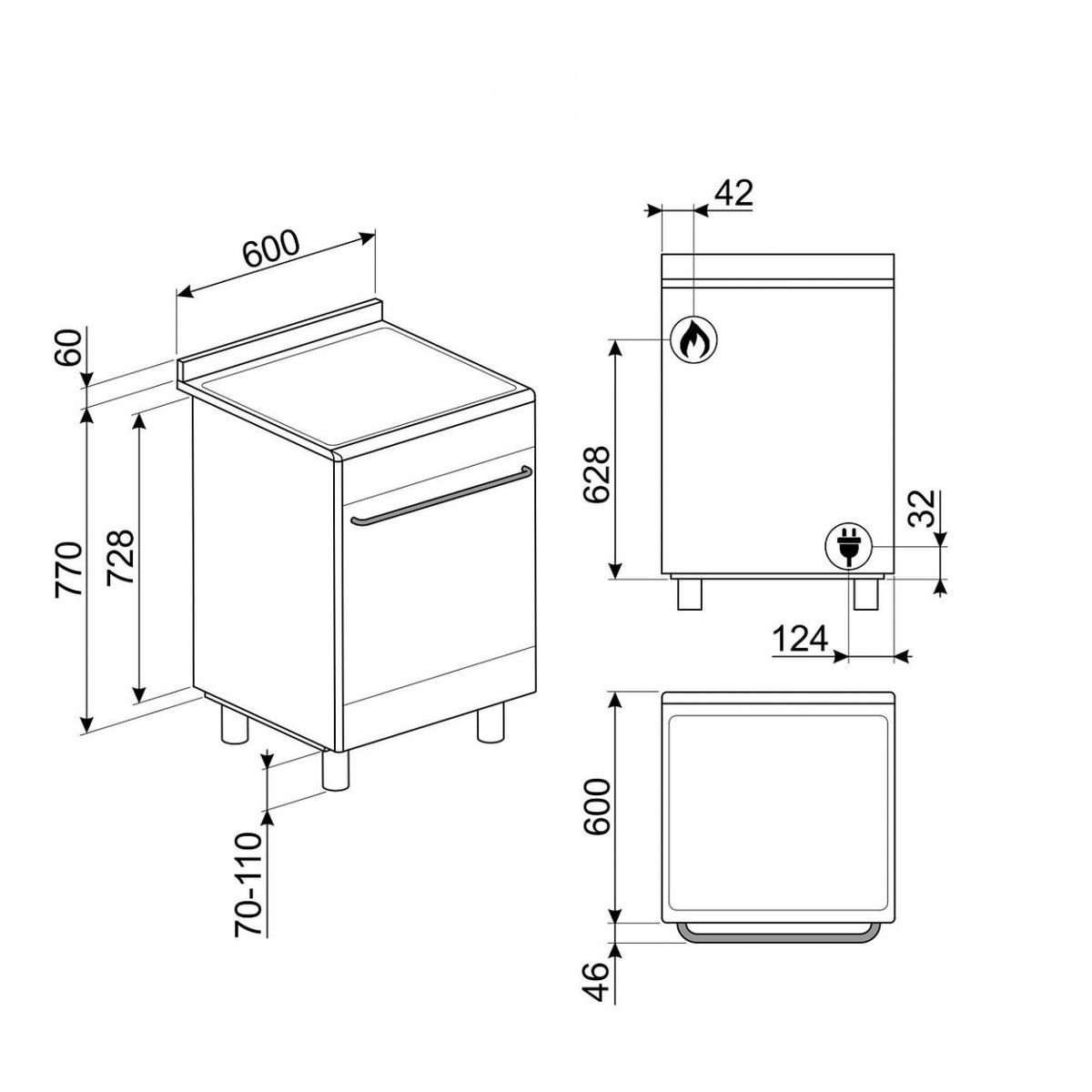 SMEG dujinė viryklė su elektrine orkaite CP60X9