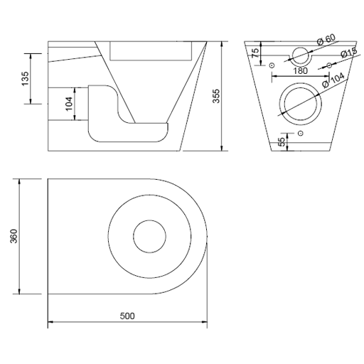 Nerūdijančio plieno pakabinamas unitazas Faneco, matinis, N13018 Nerūdijančio plieno pakabinamas unitazas Faneco, matinis, N13018