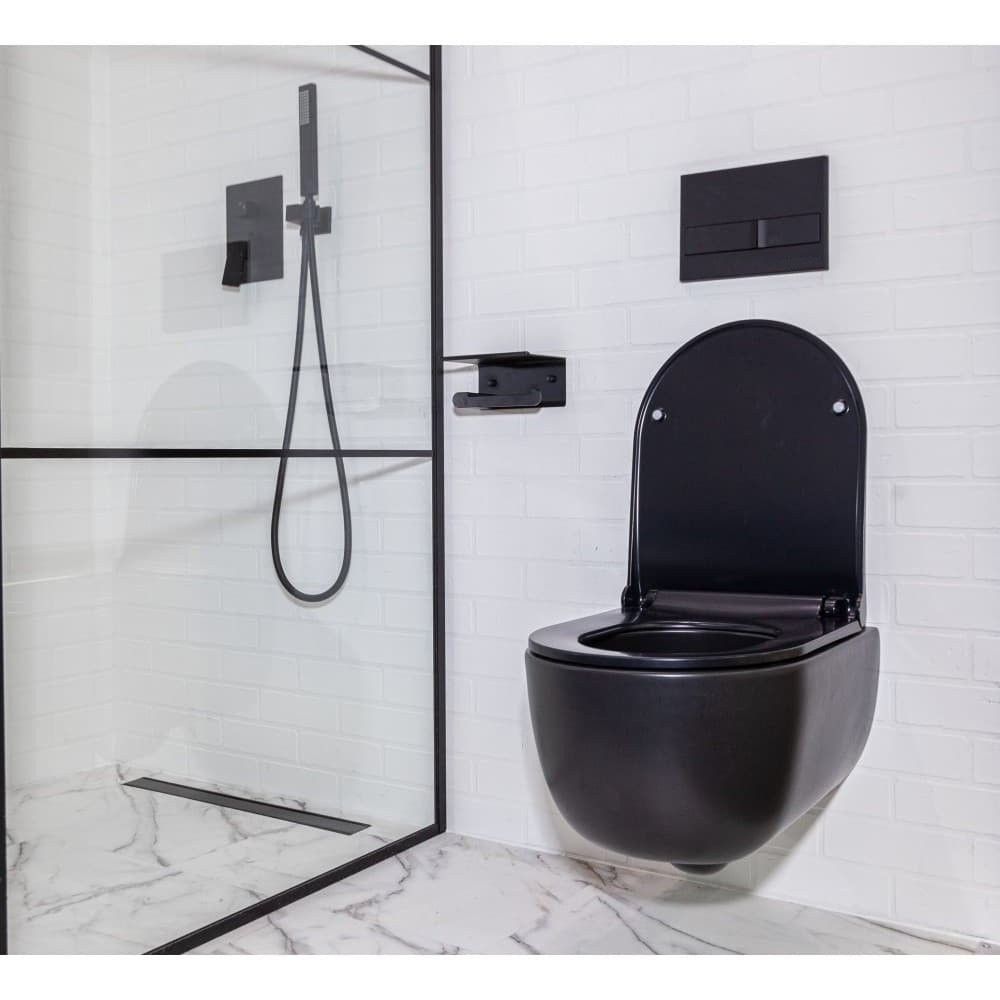 WC puodas pakabinamas Bocchi V-Tondo Compact rimless, juodas matinis, 1417-004-0129 WC puodas pakabinamas Bocchi V-Tondo Compact rimless, juodas matinis, 1417-004-0129