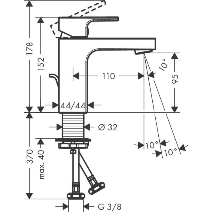 Maišytuvas praustuvui Hansgrohe Vernis Shape 100, matinis juodas, 71561670