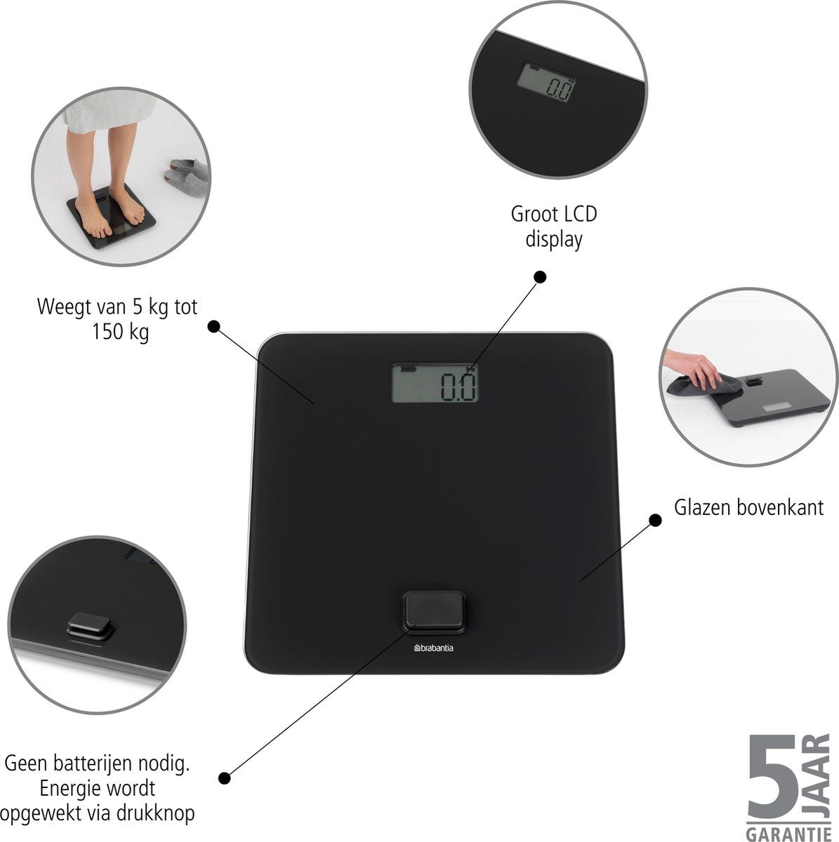 Vonios svarstyklės Brabantia Renew, Dark Grey, 281341