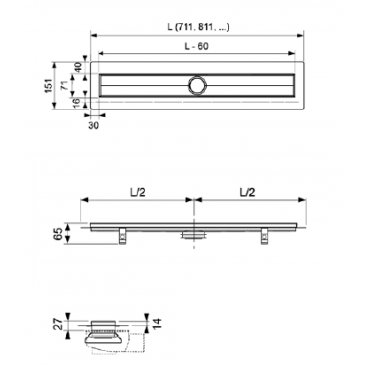 Latakas tiesus Tece drainline 80 cm, 600800