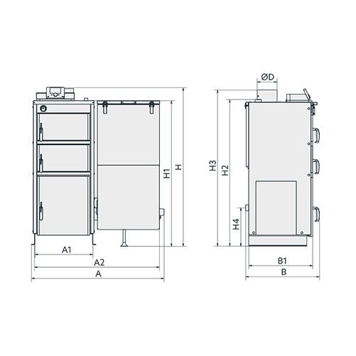 Granulinis katilas Kamen MULTI K5 15kW, 5 klasė, granulių talpa iki 180 kg