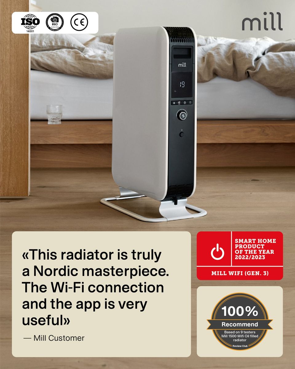 Tepalinis radiatorius Mill OIL1500WIFI3 Gentle Air, 1500 W | Tinka patalpoms iki 22 m² | Baltas, WIFI Tepalinis radiatorius Mill OIL1500WIFI3 Gentle Air, 1500 W | Tinka patalpoms iki 22 m² | Baltas, WIFI