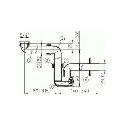 Taupantis vietą sifonas praustuvams HL137, DN32,  HL137/30