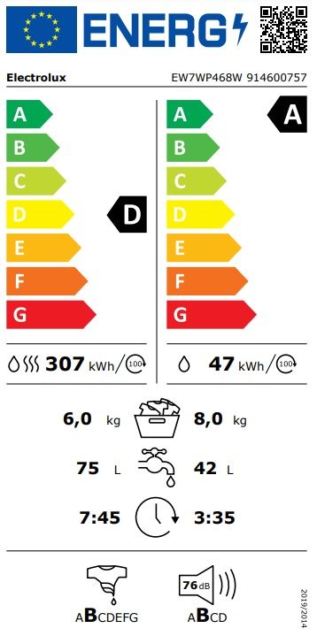 Skalbyklė-Džiovyklė ELECTROLUX EW7WP468W