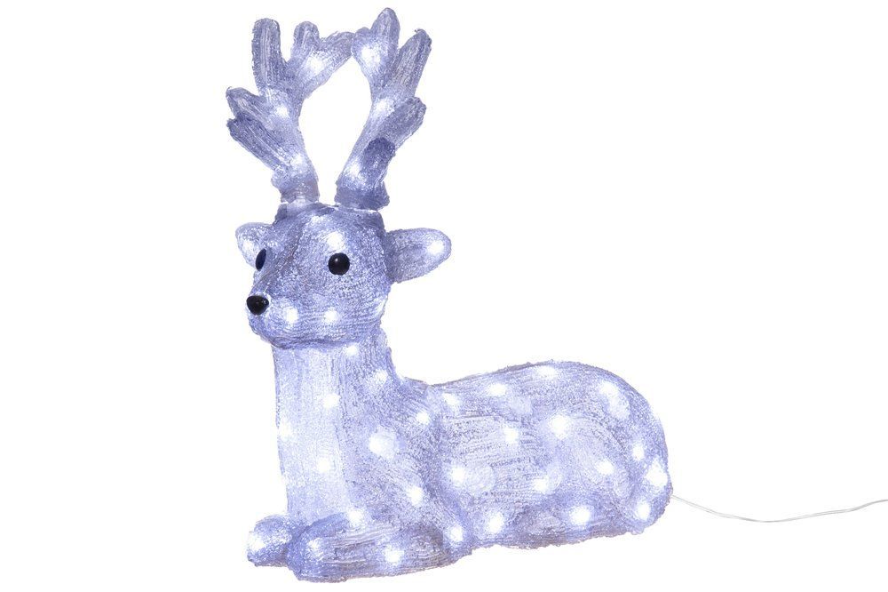 Šviečianti dekoracija Finnlumor Acrylic Deer 80 LED, balta, 46,5 cm, 6410416081564