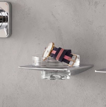 Pakabinama stiklinė muilinė su laikikliu Emco ART chromas 163000101