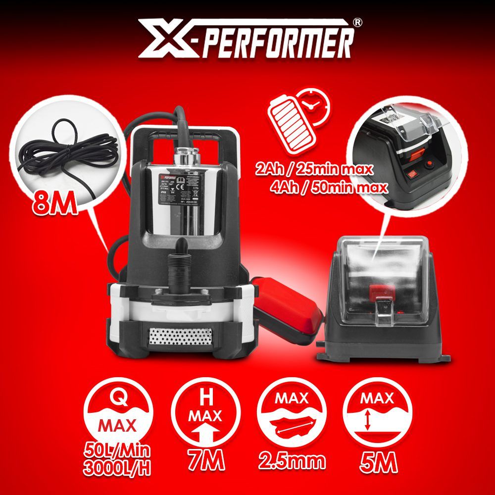 Akumuliatorinis vandens siurblys X-PERFORMER, XPCHYDRO20LI