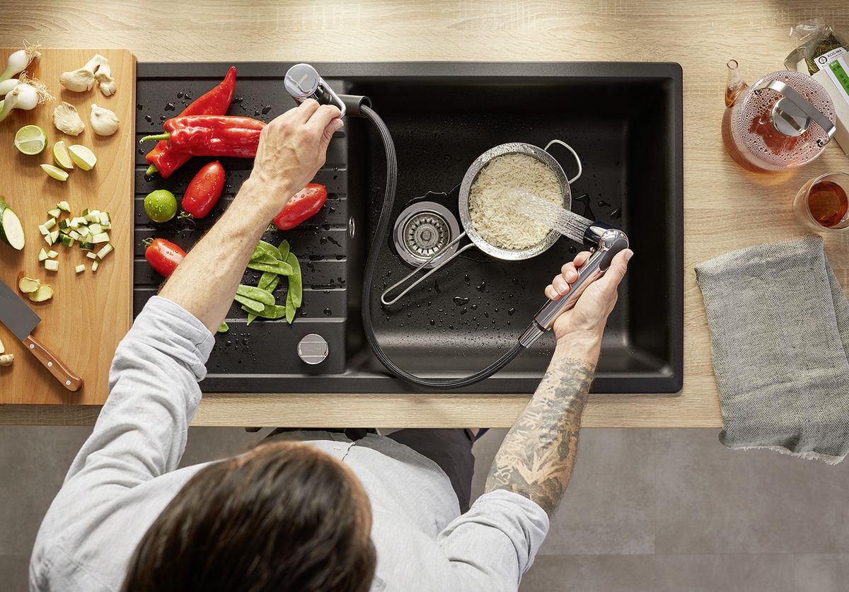 Plautuvės maišytuvas BLANCO WEGA-S II Juoda/chrome HD