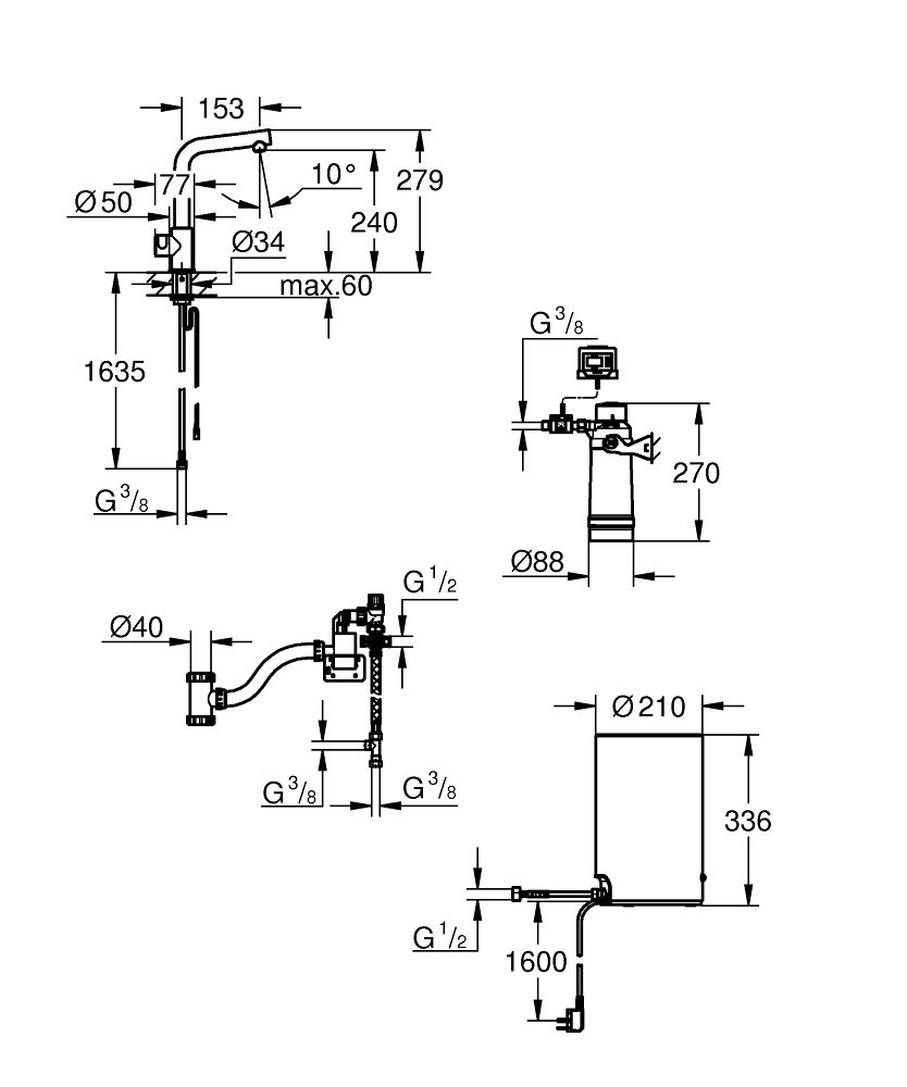 Maišytuvas ir M dydžio boileris Grohe Red Mono, 30339001