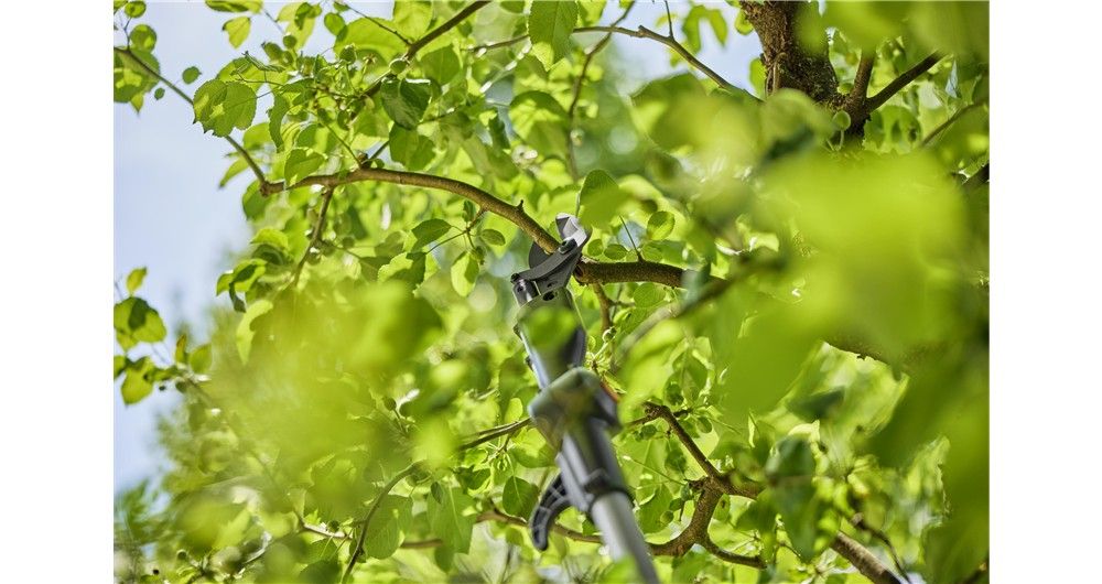 Akumuliatorinės teleskopinės genėjimo žirklės Gardena HighCut 250/18V P4A paruoštas naudojimui rinki Akumuliatorinės teleskopinės genėjimo žirklės Gardena HighCut 250/18V P4A paruoštas naudojimui rinki