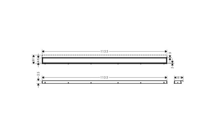 Dušo latako grotelės Hansgrohe RainDrain Match 120 cm, balta, 56042450