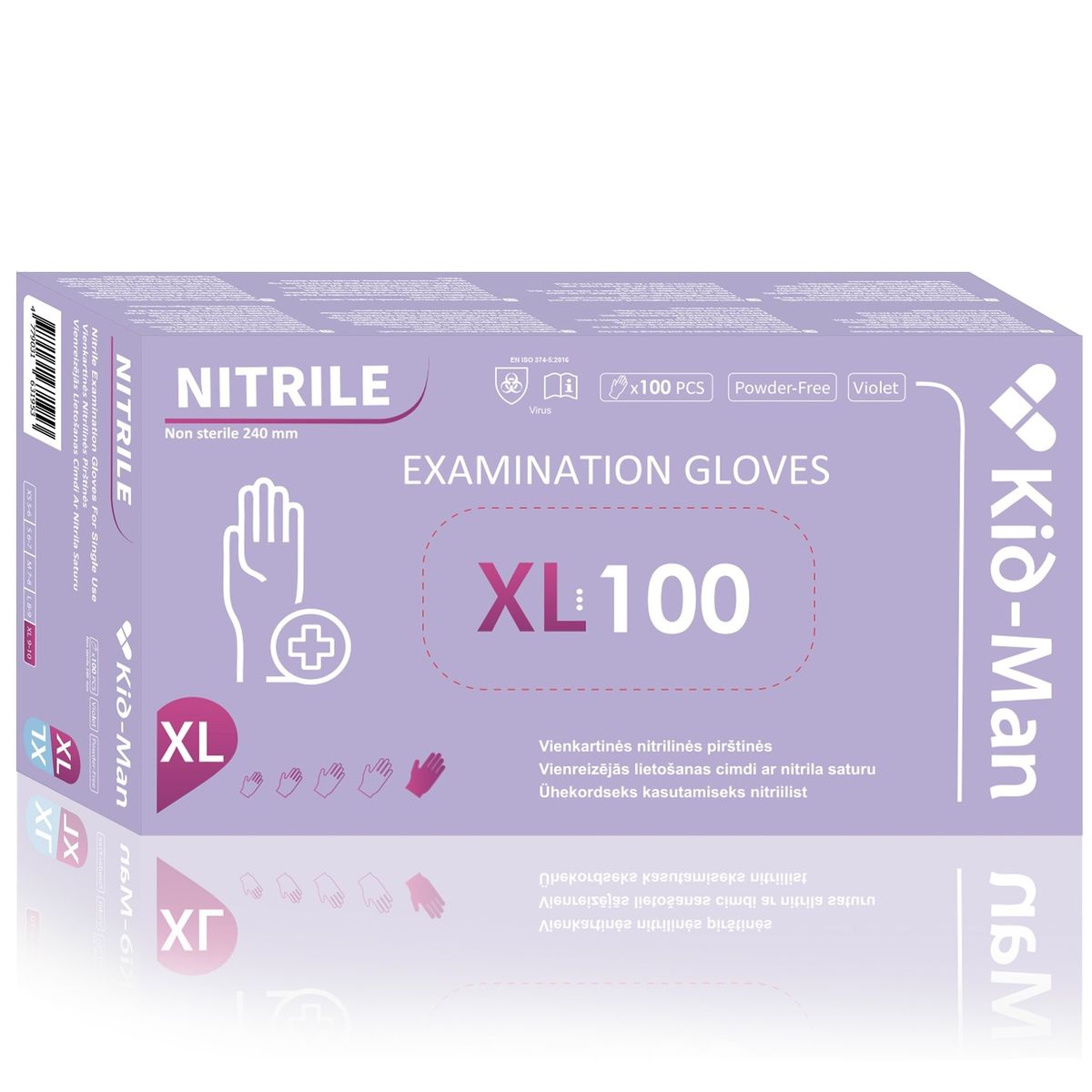 Violetinės vienkartinės pirštinės Kid-Man nitrilas XL