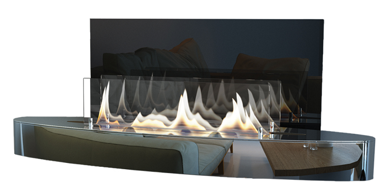 Bio židinys Ebios-fire Elipse Wall Mini, chromas, 16 m2, 1,6 kW