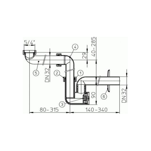 Taupantis vietą sifonas praustuvams HL137, DN32, HL137/30, juodas Taupantis vietą sifonas praustuvams HL137, DN32, HL137/30, juodas