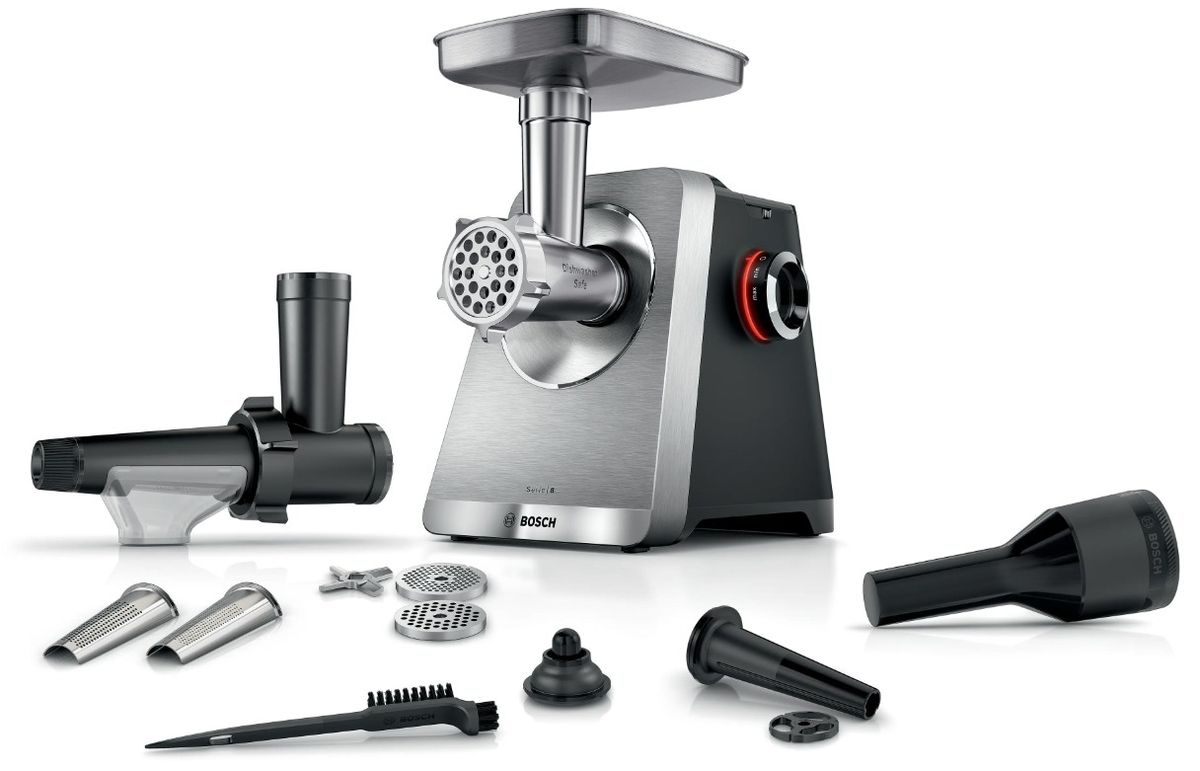 Mėsmalė Bosch Serija 8, MultiPower MFWS835M, 2500 W, nerūdijančio plieno Mėsmalė Bosch Serija 8, MultiPower MFWS835M, 2500 W, nerūdijančio plieno