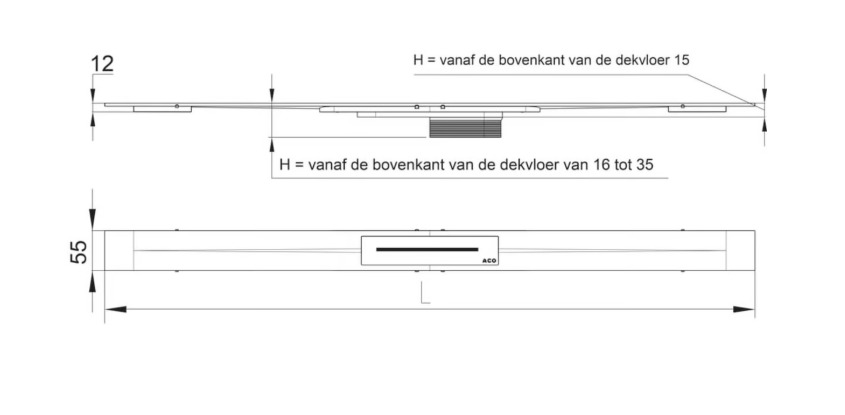 Latakas Aco ShowerDrain S+ L-1000 mm grot. Plate su plaukų sieteliu be trapo K3 90105113