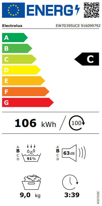Džiovyklė ELECTROLUX EW7D395UCE Džiovyklė ELECTROLUX EW7D395UCE