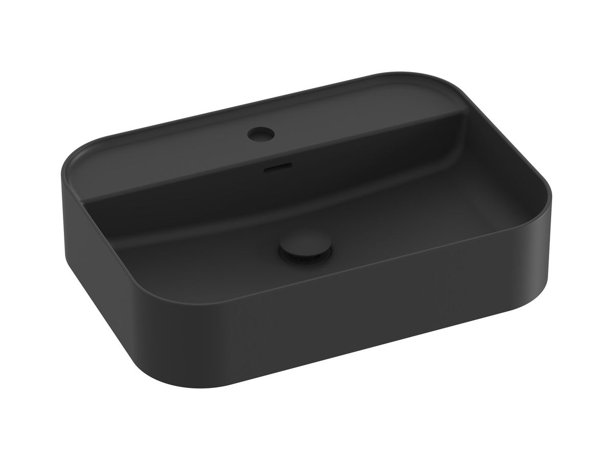 Keraminis praustuvas Ravak Ceramic Slim Shelf R 55, matinės juodos, XJX0D155004