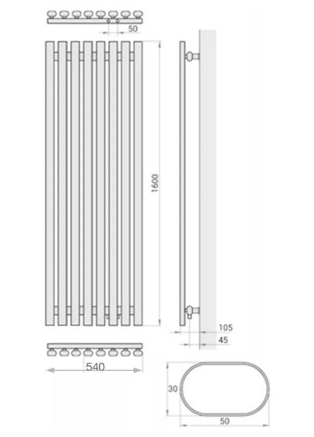 Rankšluosčių džiovintuvas Regnis Lazur 54x160 cm, juodas Rankšluosčių džiovintuvas Regnis Lazur 54x160 cm, juodas