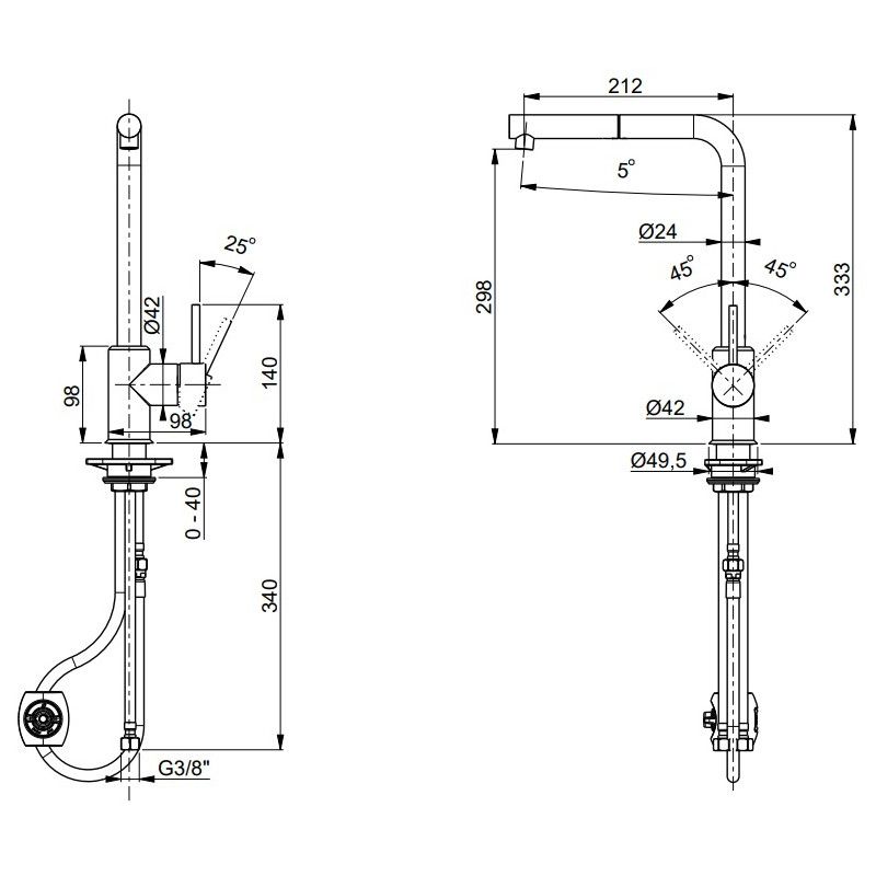 Maišytuvas FRANKE SIRIUS L ištraukiama žarna, chromo sp., 1150668280