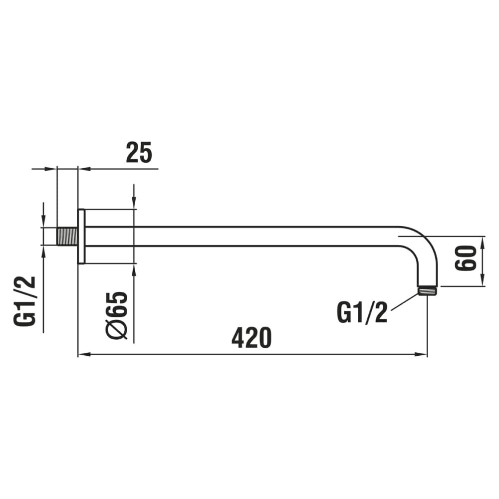 Laikiklis dušo galvai iš sienos Laufen, 420 mm, chromo, HF960109100001 (senas k. H3669800040041)