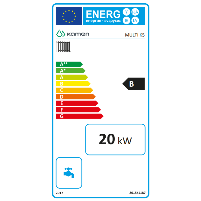 Granulinis katilas Kamen MULTI K5 20kW, 5 klasė, granulių talpa iki 180 kg