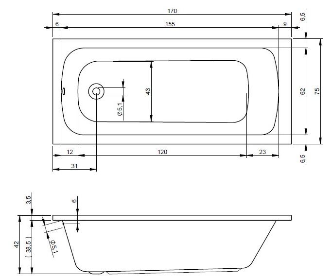 Vonia RIHO Dola 170x75 cm