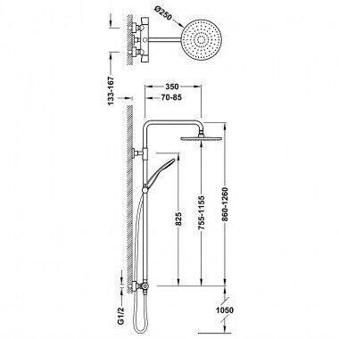 Termostatinė dušo sistema Base Tres Plus, juoda matinė, 21639502NM