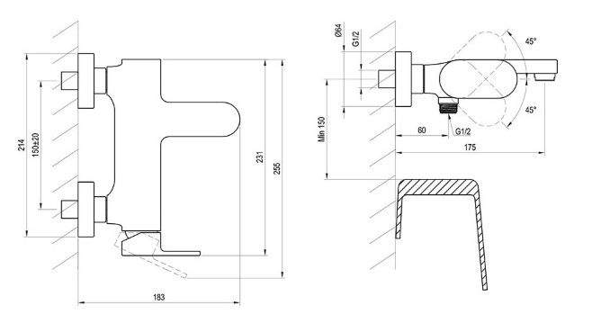 Vonios/dušo sieninis maišytuvas Ravak Eleganta, balta matinė, X070256
