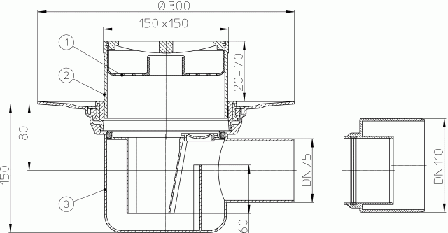 Trapas HL72.1 - kaip ir HL72.1N, tik su plastiko grotelėmis