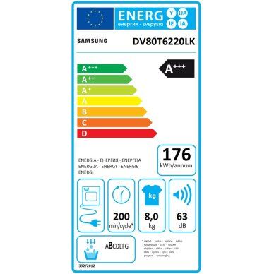 Džiovyklė SAMSUNG DV80T6220LK/S7