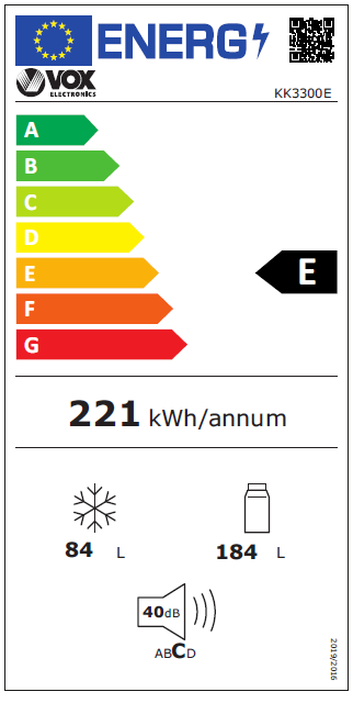 Šaldytuvas VOX KK3300E