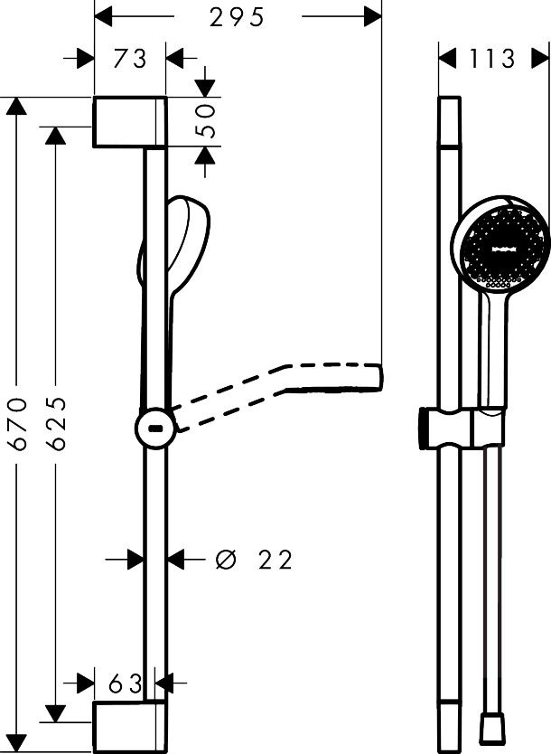 Dušo komplektas hansgrohe Activera Select S, juoda matinė 28044670 Dušo komplektas hansgrohe Activera Select S, juoda matinė 28044670