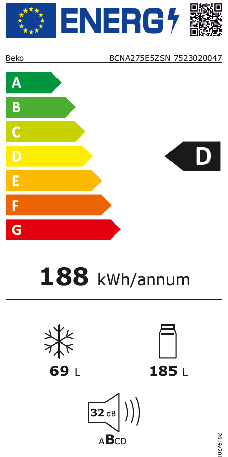 Šaldytuvas BEKO BCNA275E5ZSN