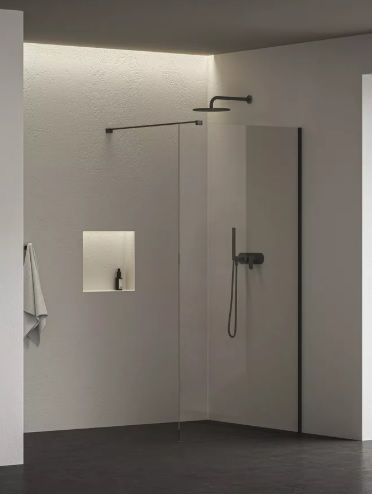 Dušo sienelė Ravak Walk In Wall Air 90 juodi profiliai, skaidrus stiklas GW9W70300Z1C