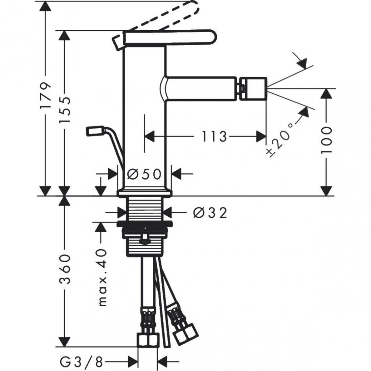 Bidė maišytuvas Axor One, matinis juodas 48210670