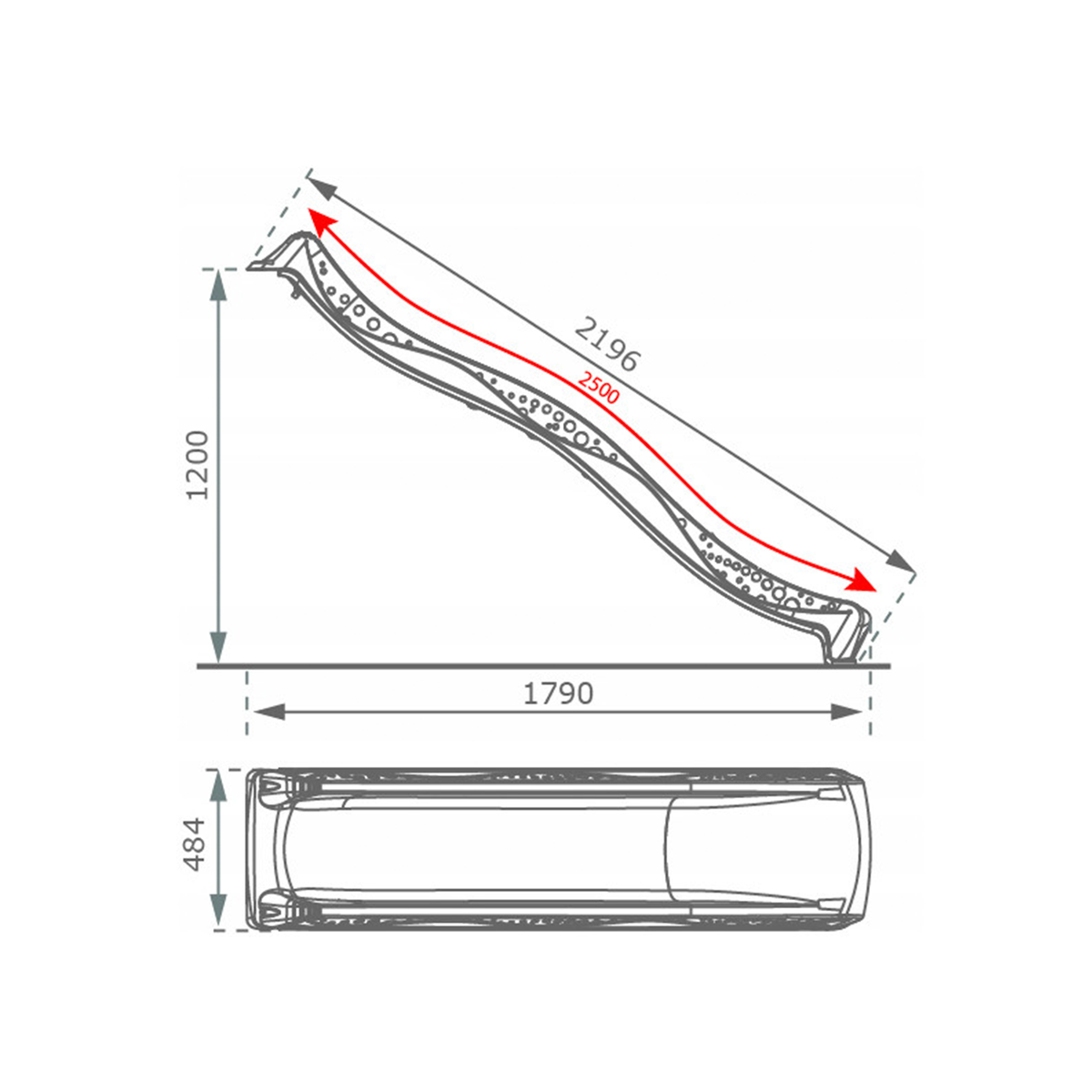 Raudona čiuožykla 220 cm Raudona čiuožykla 220 cm