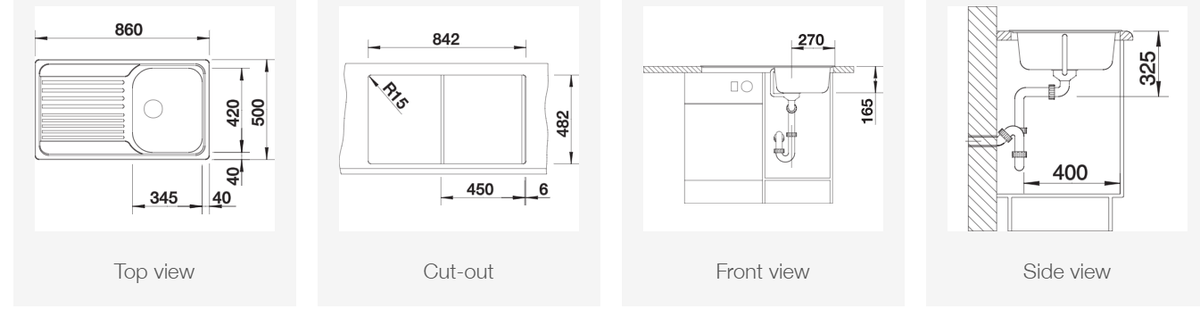 Plieninė plautuvė BLANCO TIPO 45 S 18/10 NATURAL O.AF