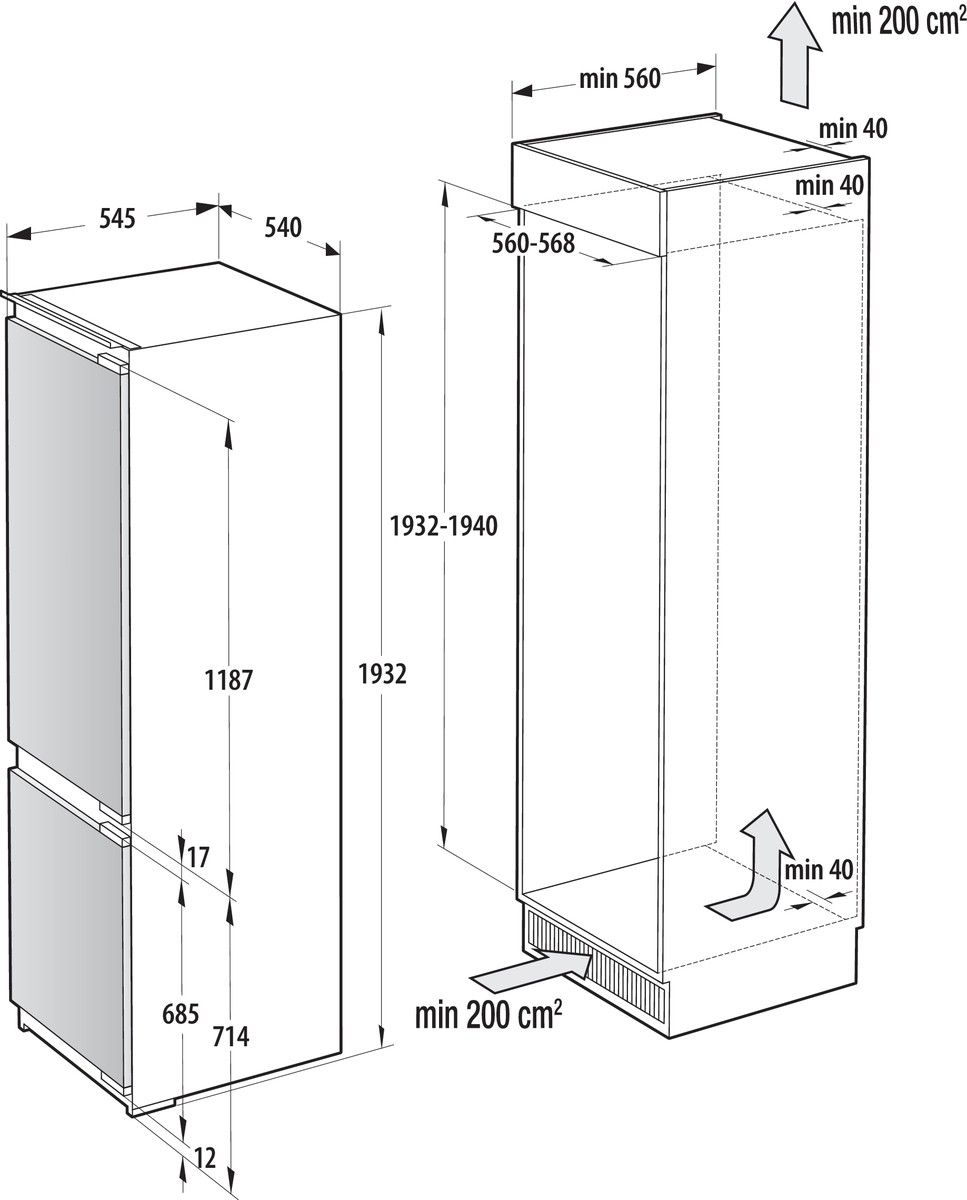Įmontuojamas šaldytuvas GORENJE G800, NRKI519E82WF